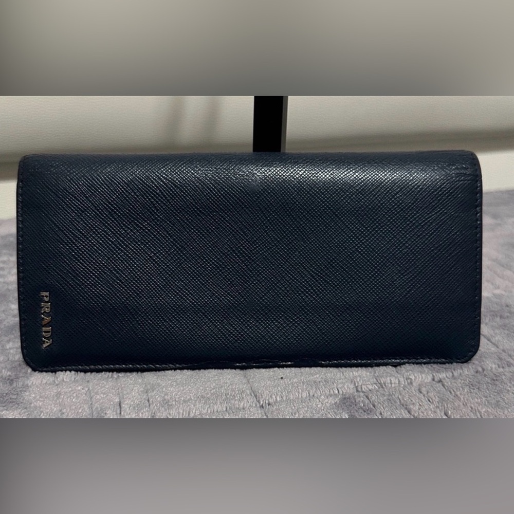 Prada Midnight Blue Leather Bifold Wallet